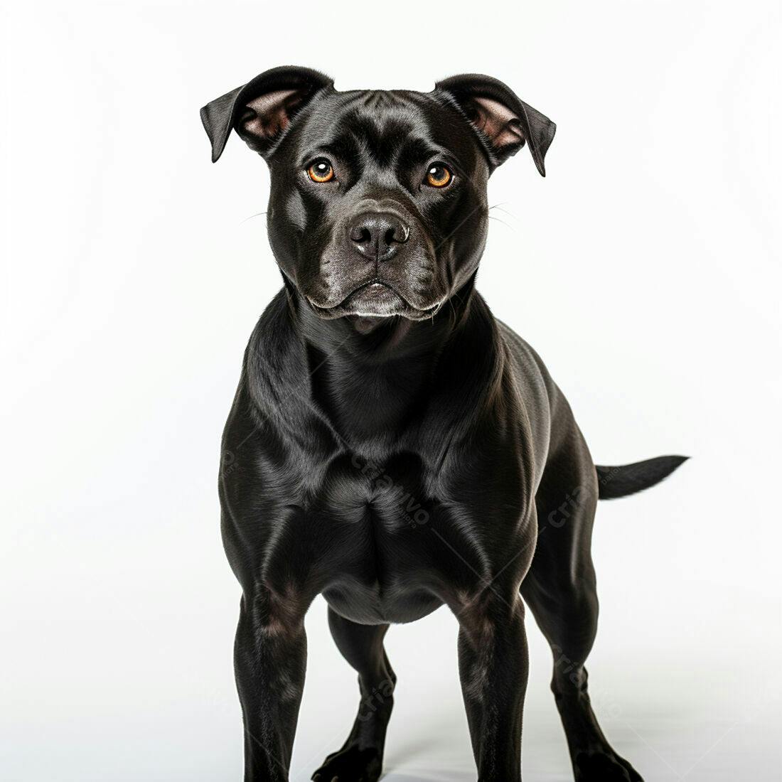 Cão Pitbull Negro em estúdio