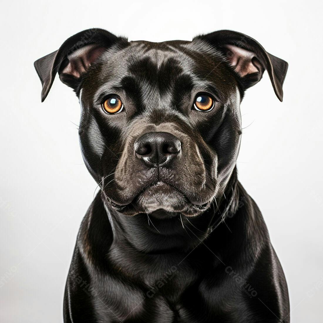 Pitbull Preto Olhos Amarelos Fotografia Estúdio