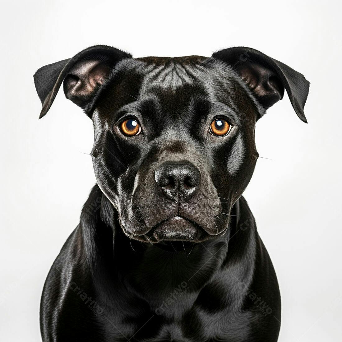 Cachorro Pitbull Preto Olhos Amarelos