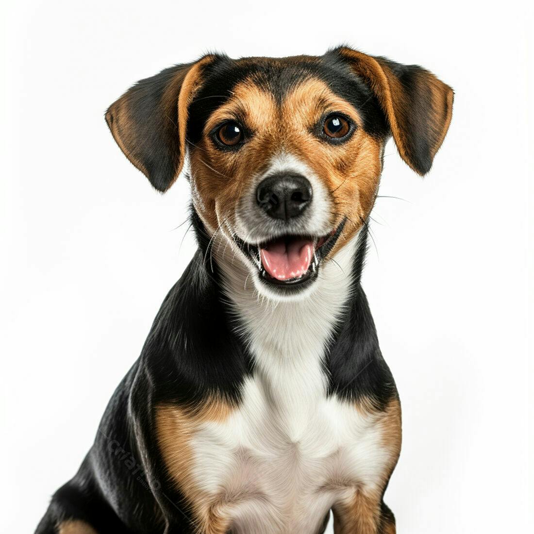 Cachorro feliz com focinho branco e marrom