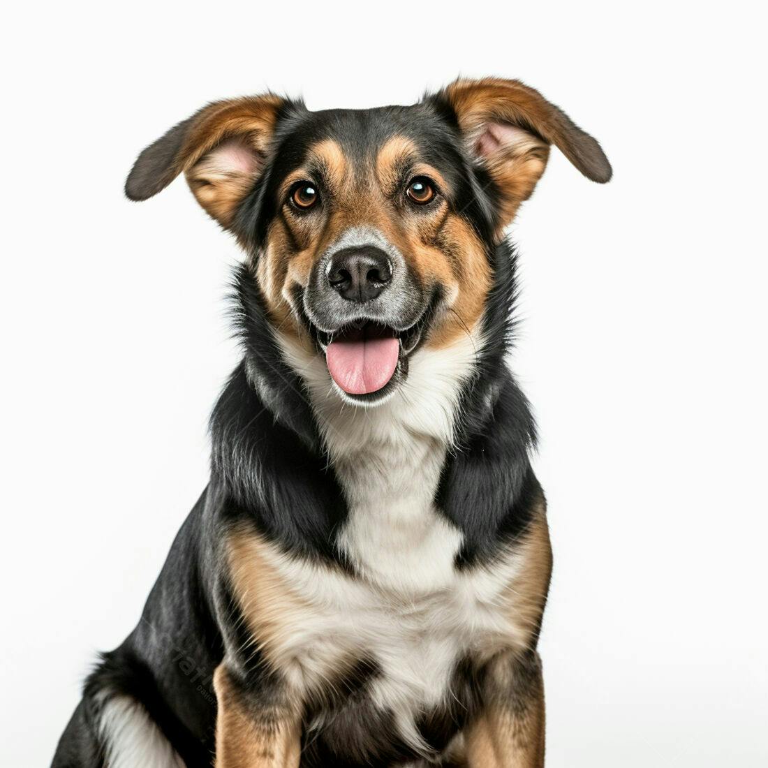 Cachorro feliz fundo branco retrato