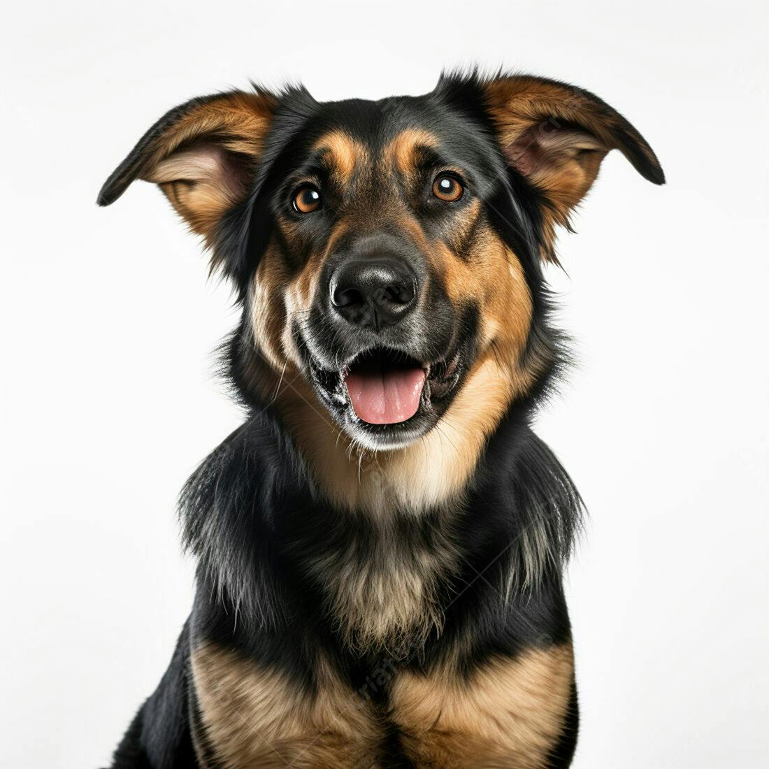 Cachorro feliz retrato fundo branco