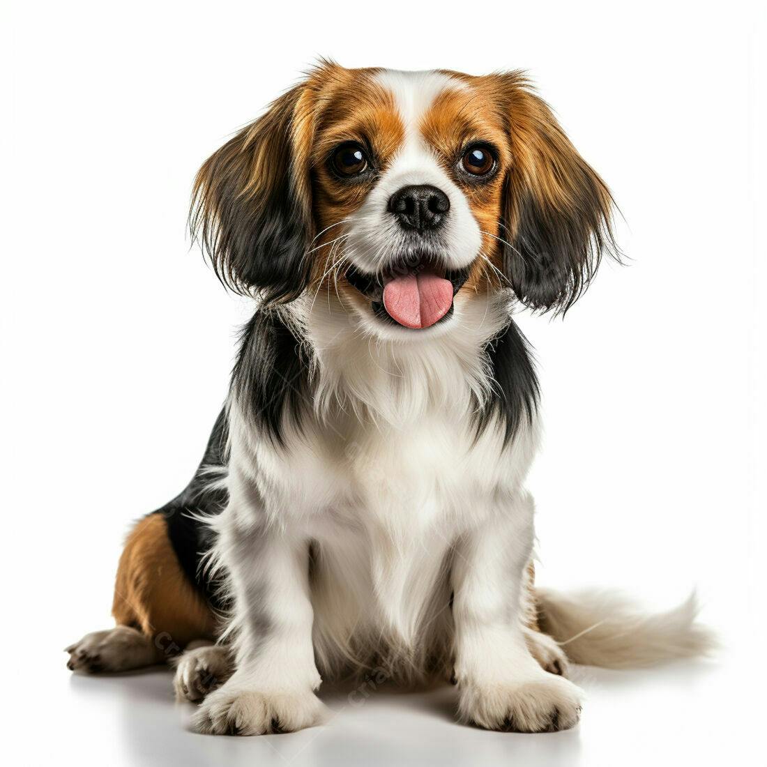 Cachorro Tricolor Feliz em Fotografia de Estúdio