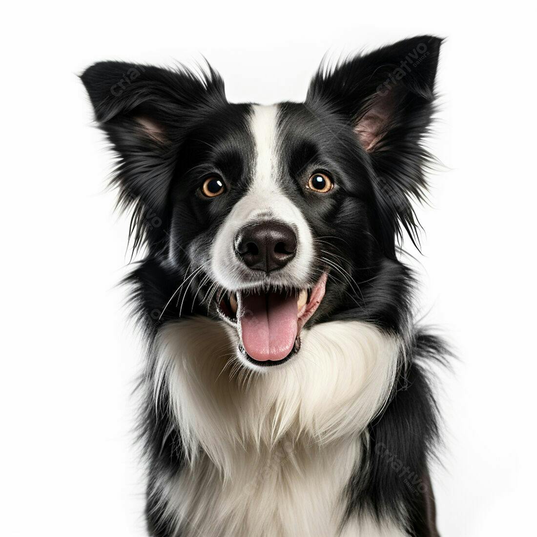 Border Collie alegre fundo branco