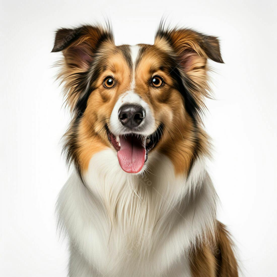 Cachorro Border Collie feliz fundo branco