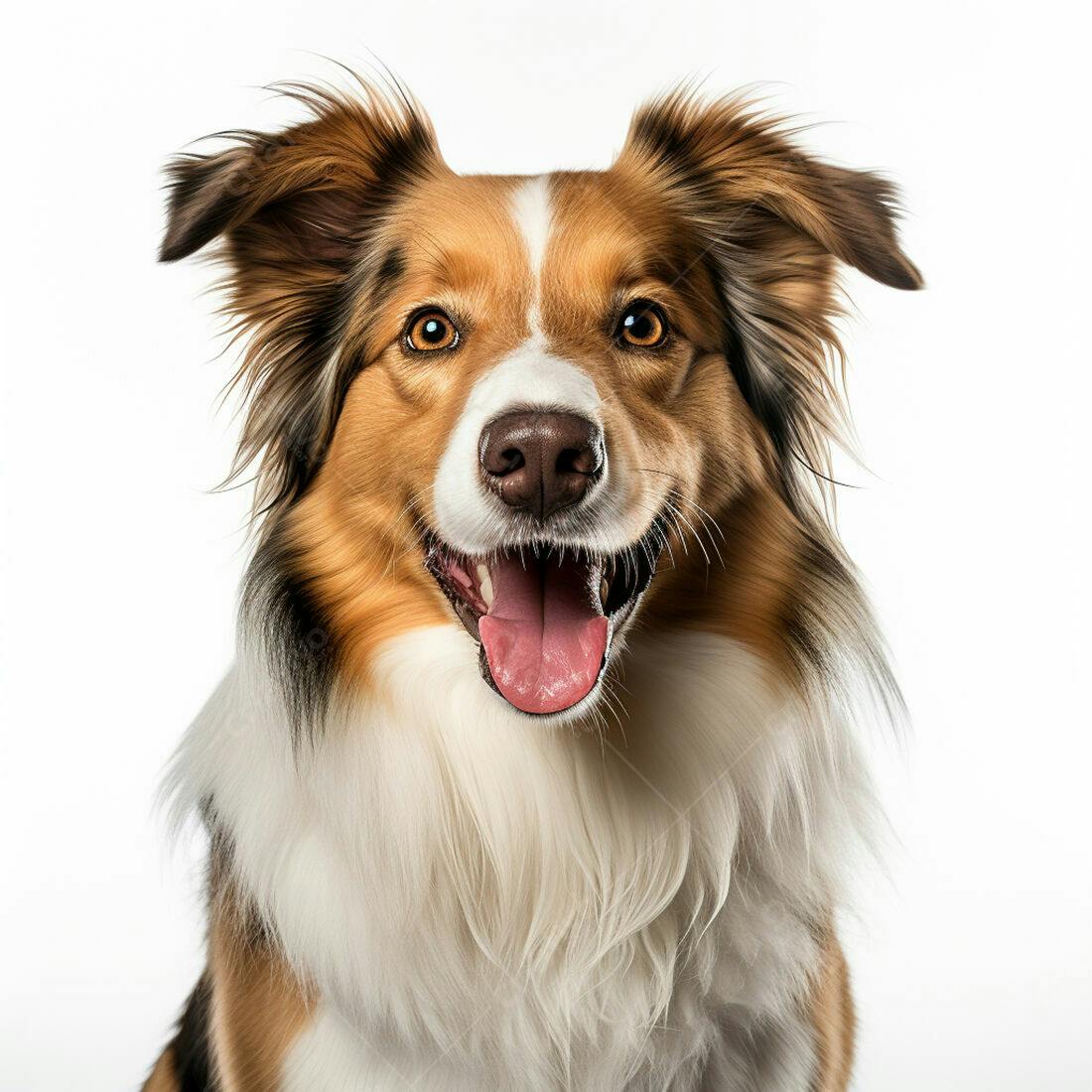 Cachorro Border Collie feliz fundo branco