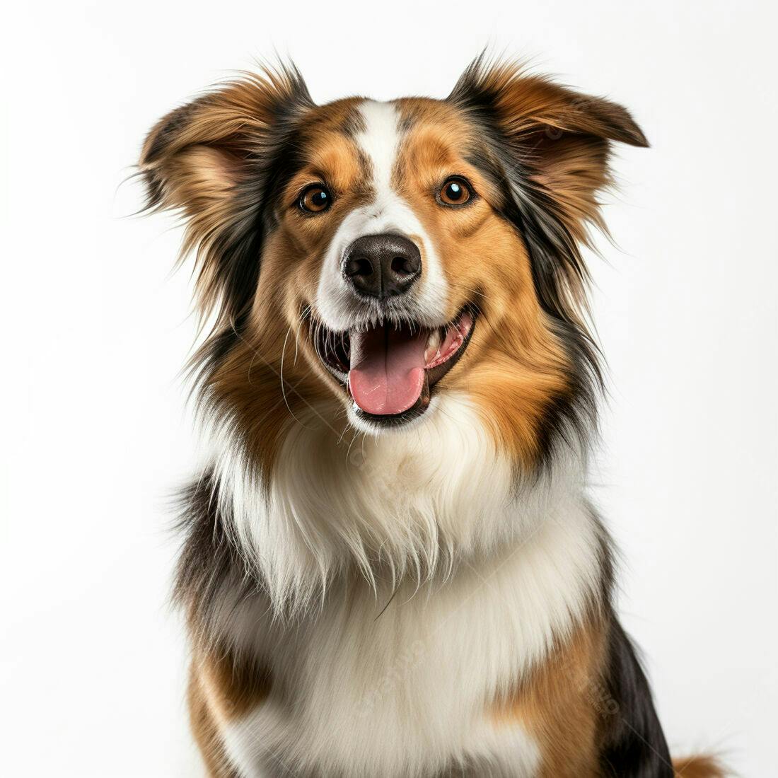 Cachorro Border Collie feliz fundo branco