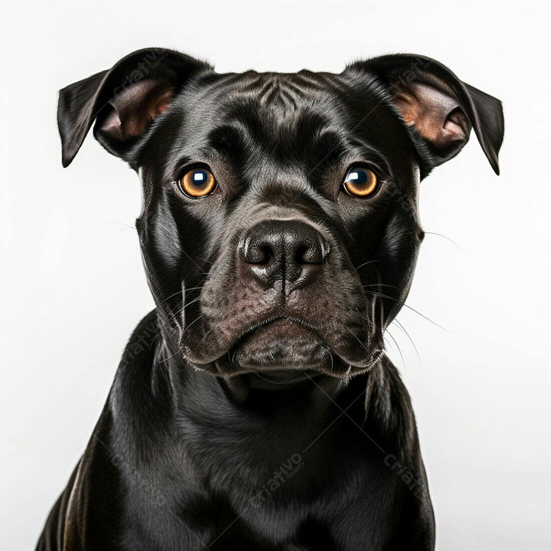 Cachorro Pit Bull preto fundo branco