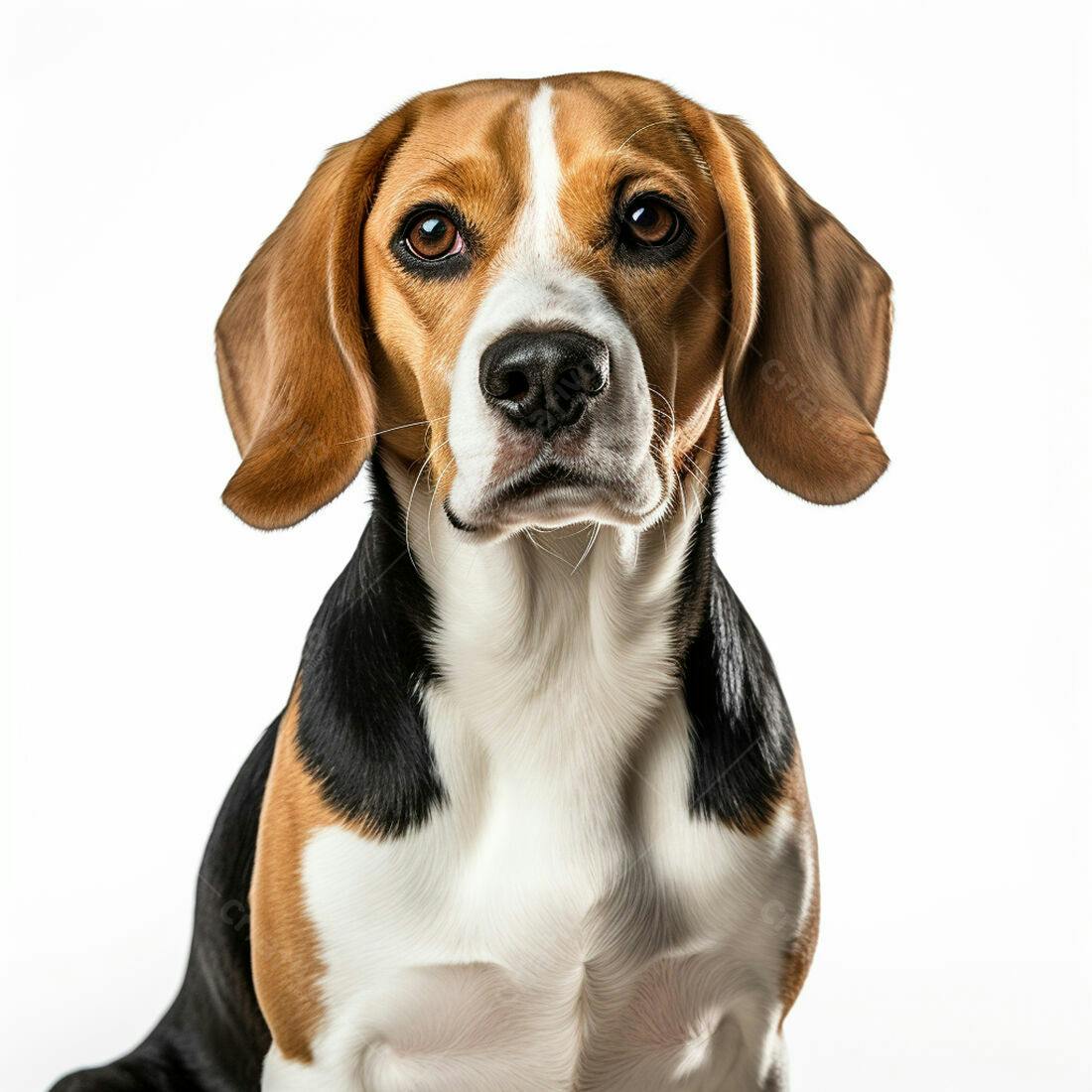 Beagle Olhando para a Câmera fundo branco