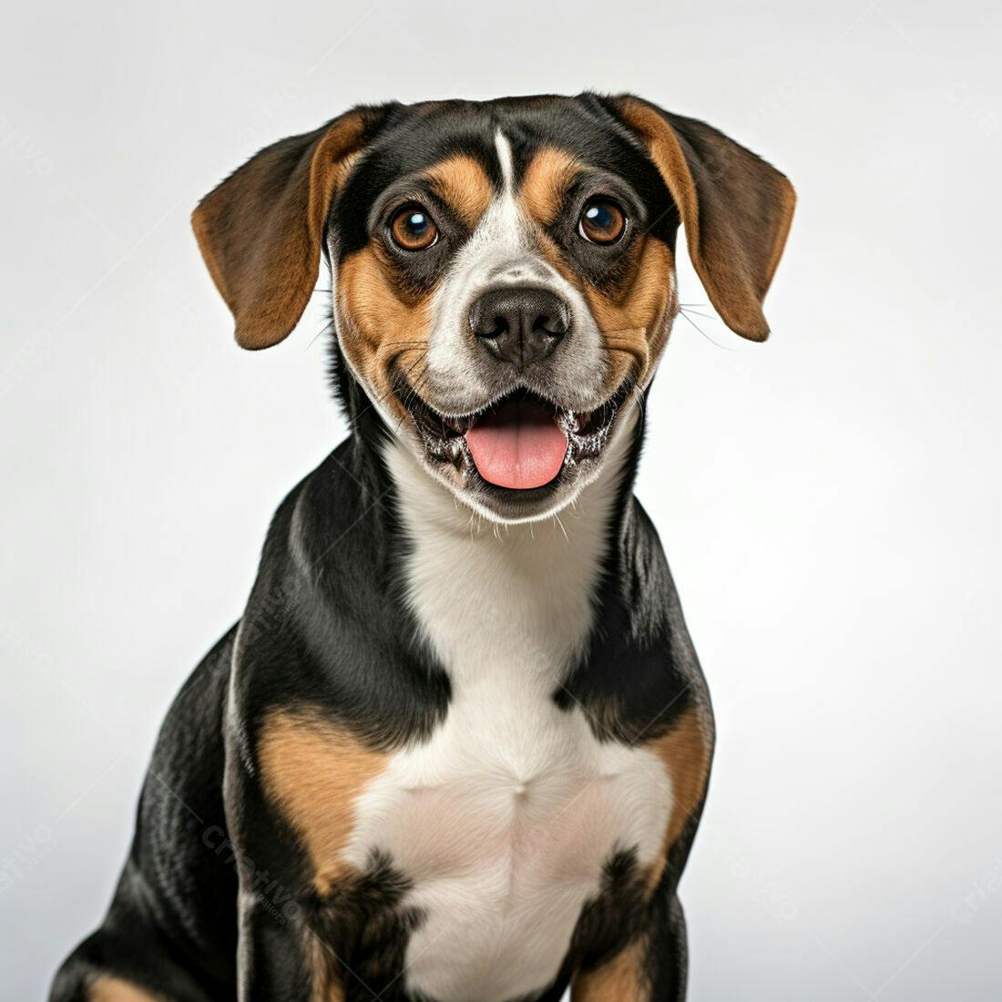 Cachorro Beagle feliz fundo branco