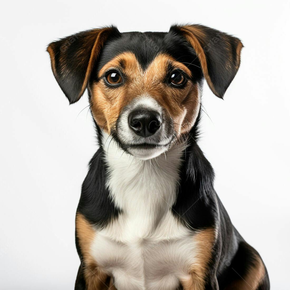 Cachorro Tricolor Olhando para a Câmera