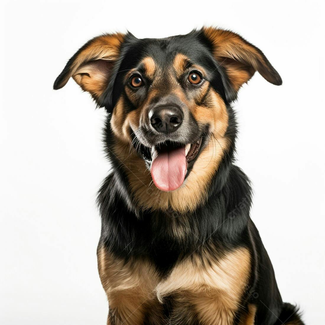 Cachorro feliz com focinho preto e marrom