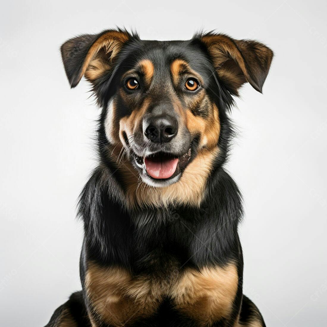 Cachorro feliz de pêlo preto e marrom