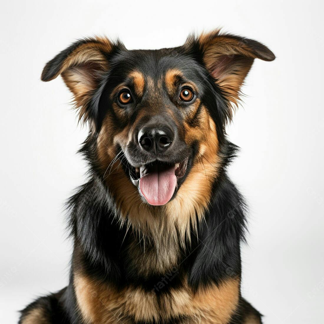 Cachorro feliz de pêlo preto e marrom
