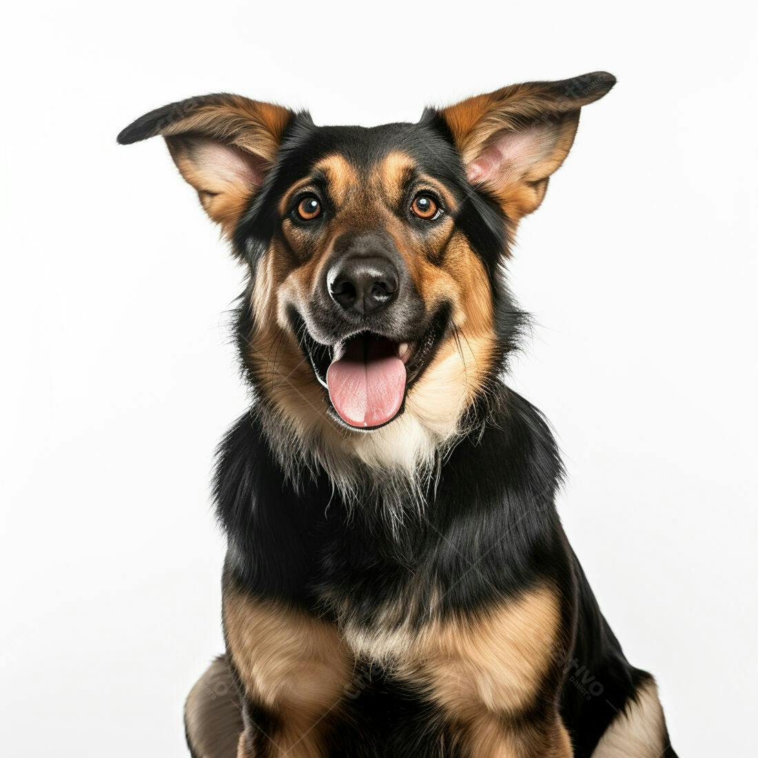 Cachorro feliz com orelhas grandes fundo branco