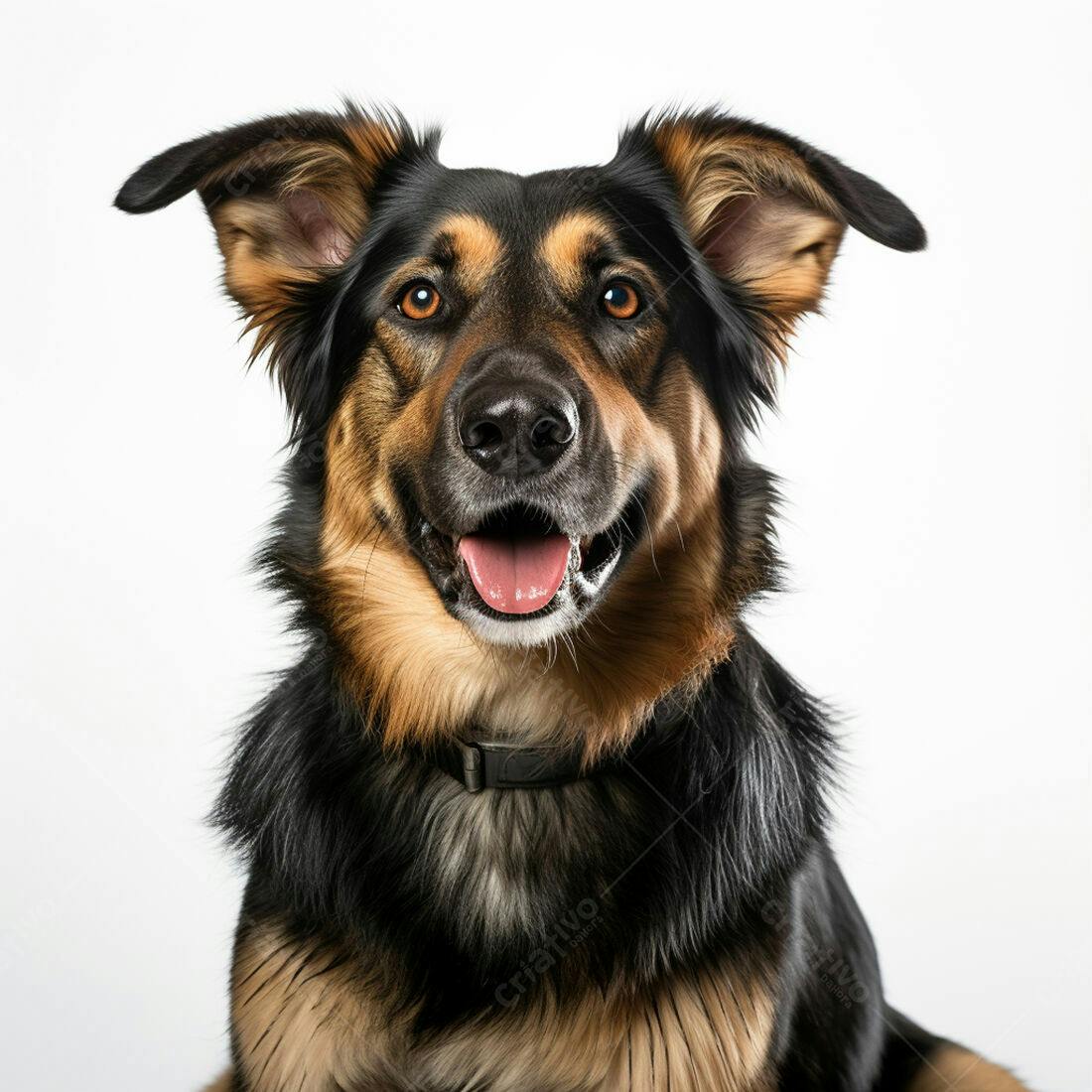 Cachorro feliz com focinho preto e marrom