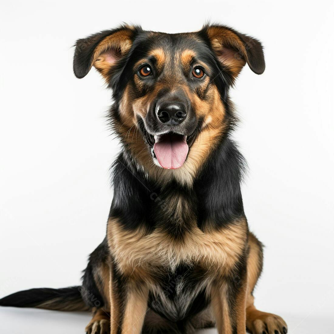 Cachorro feliz de pêlo preto e marrom