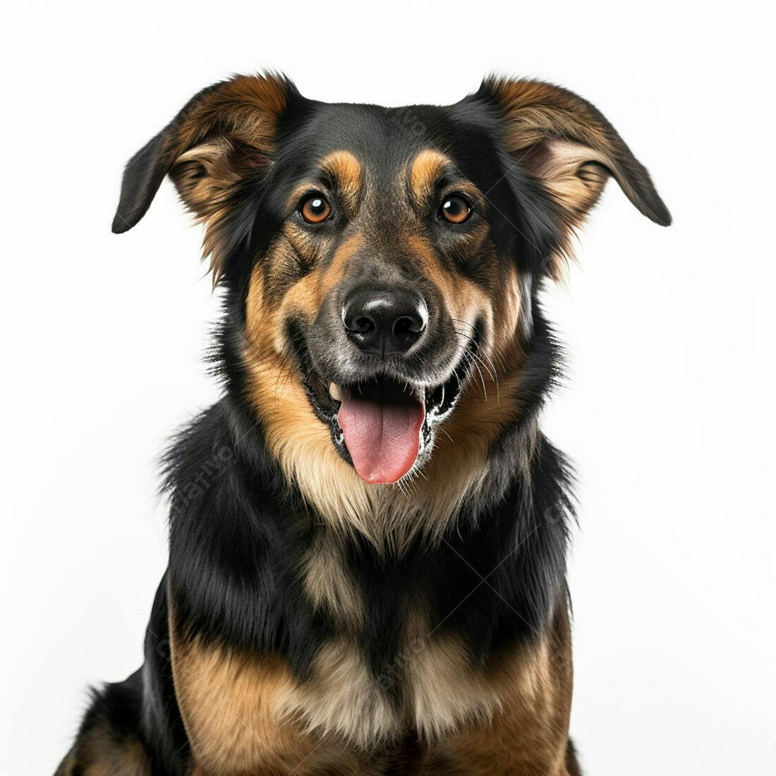 Cachorro alegre com focinho preto e marrom