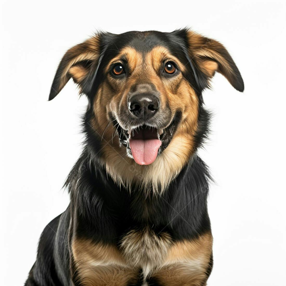Cachorro feliz retrato fundo branco