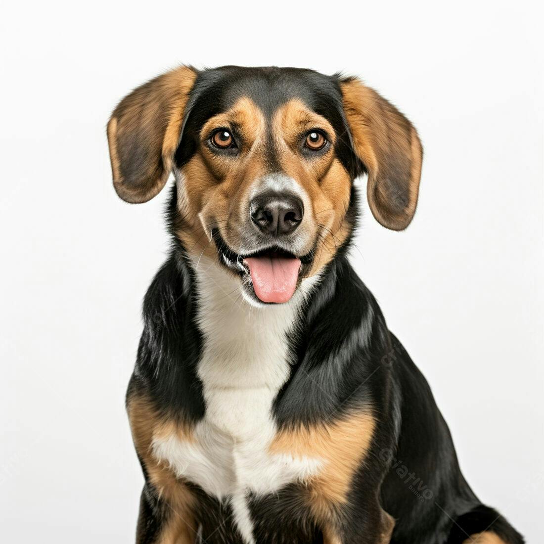 Cachorro feliz com focinho preto e branco