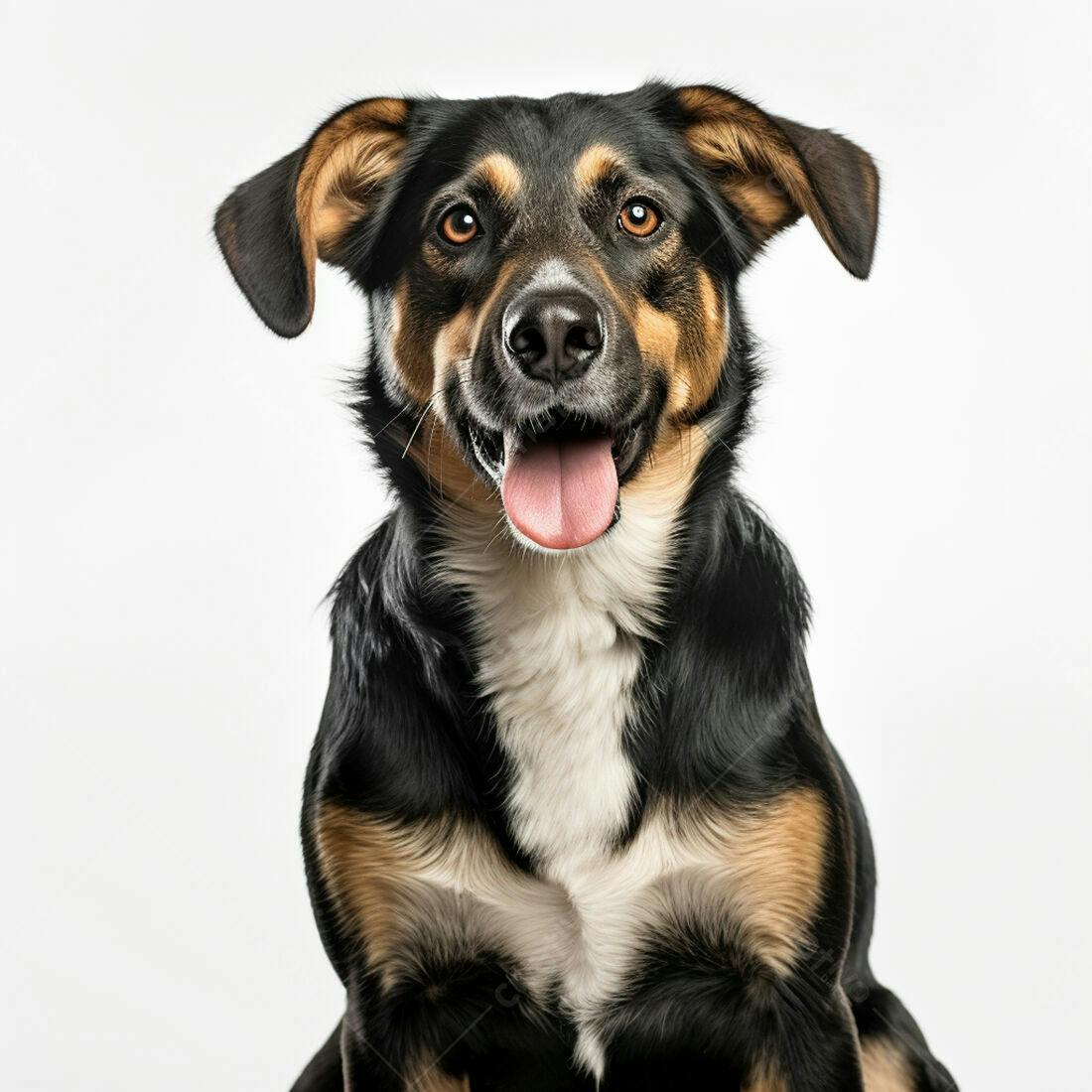 Cachorro feliz de pêlo preto e marrom