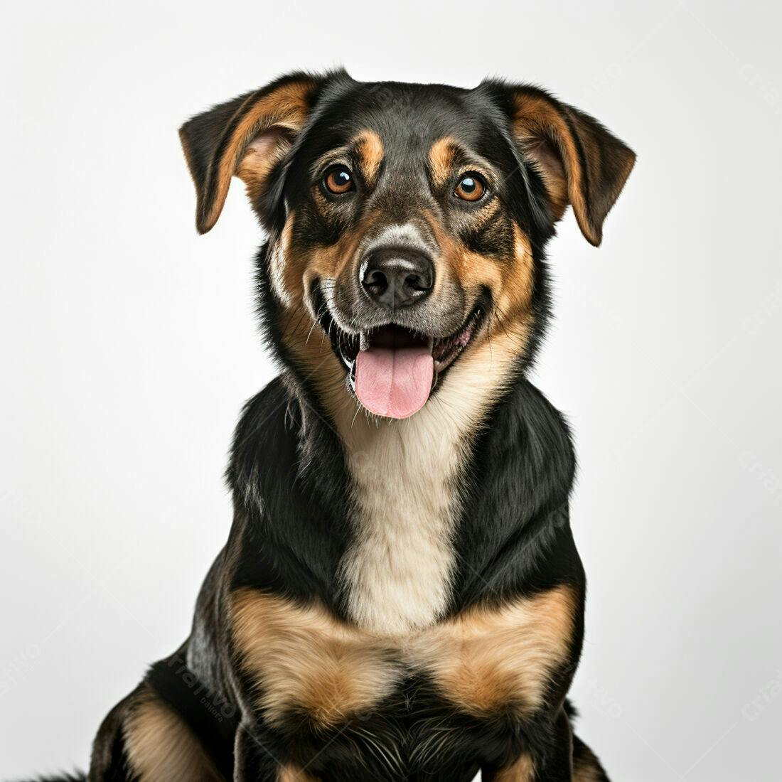 Cachorro alegre fundo branco retrato