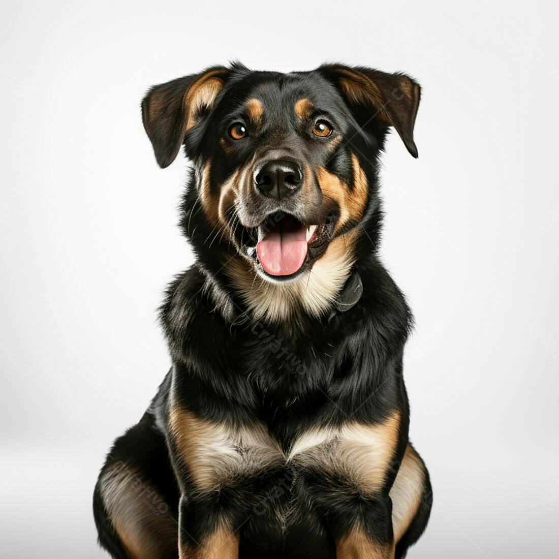 Cachorro feliz com focinho preto e marrom