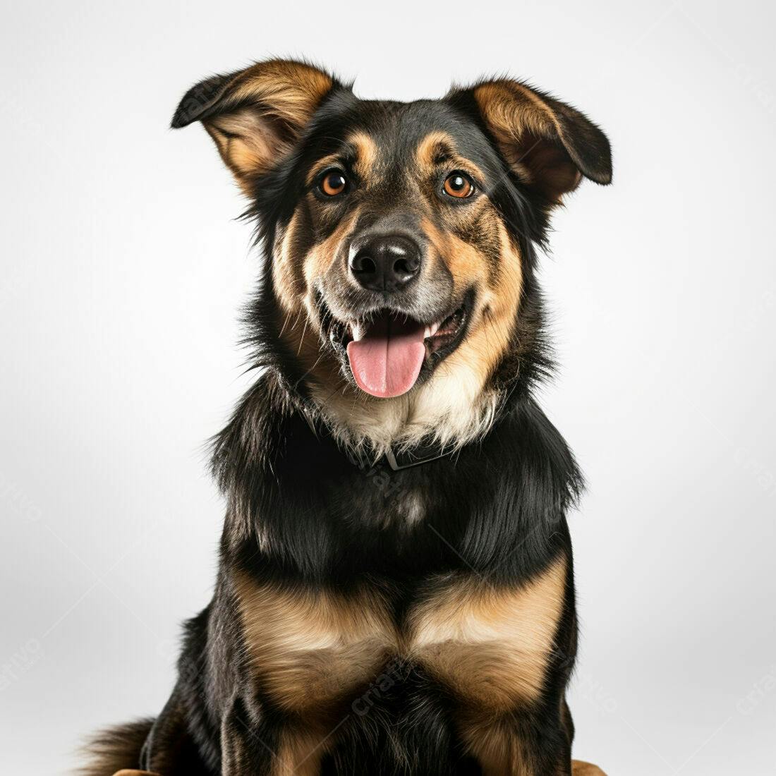 Cachorro feliz de pêlo preto e marrom