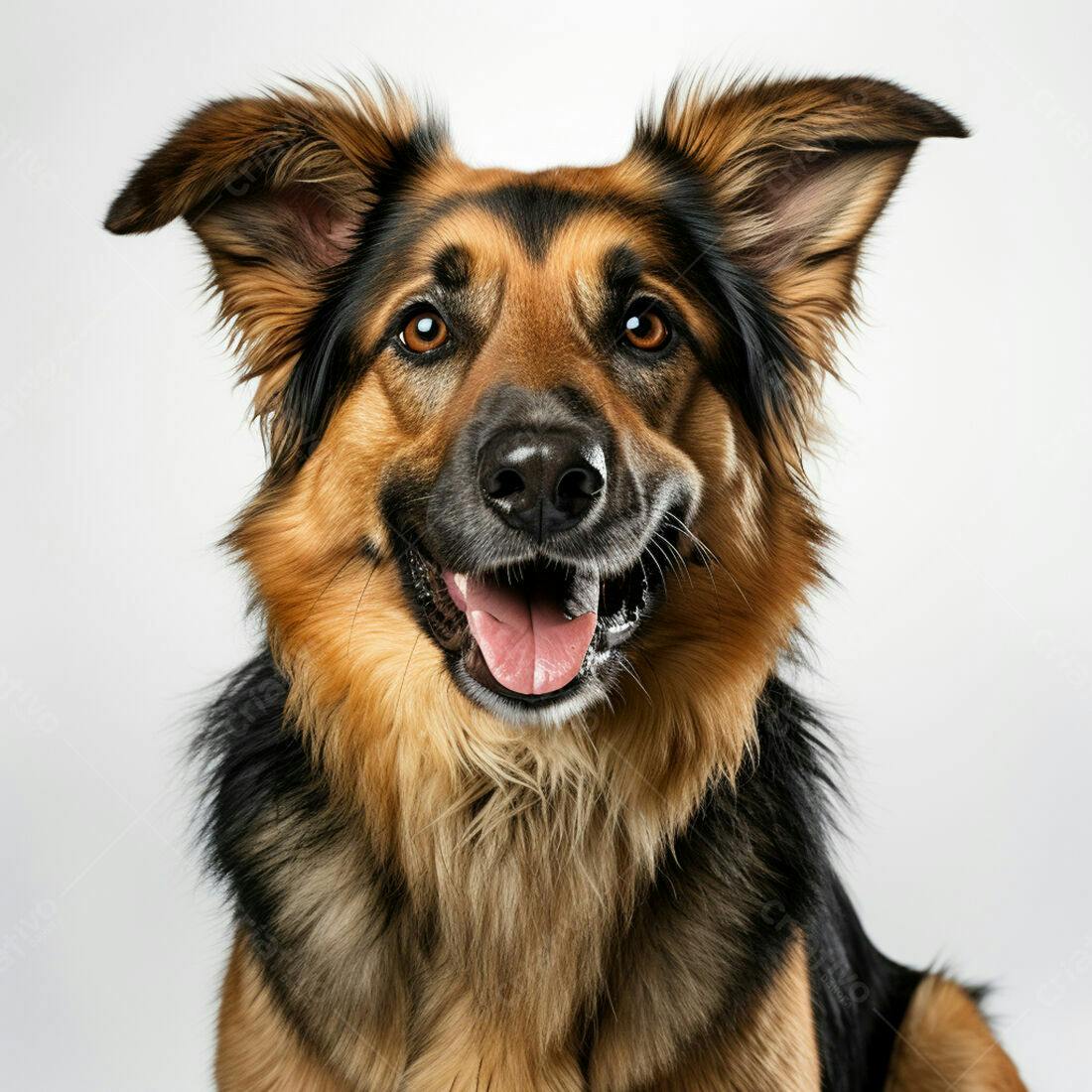 Cachorro feliz com pelos marrom e preto