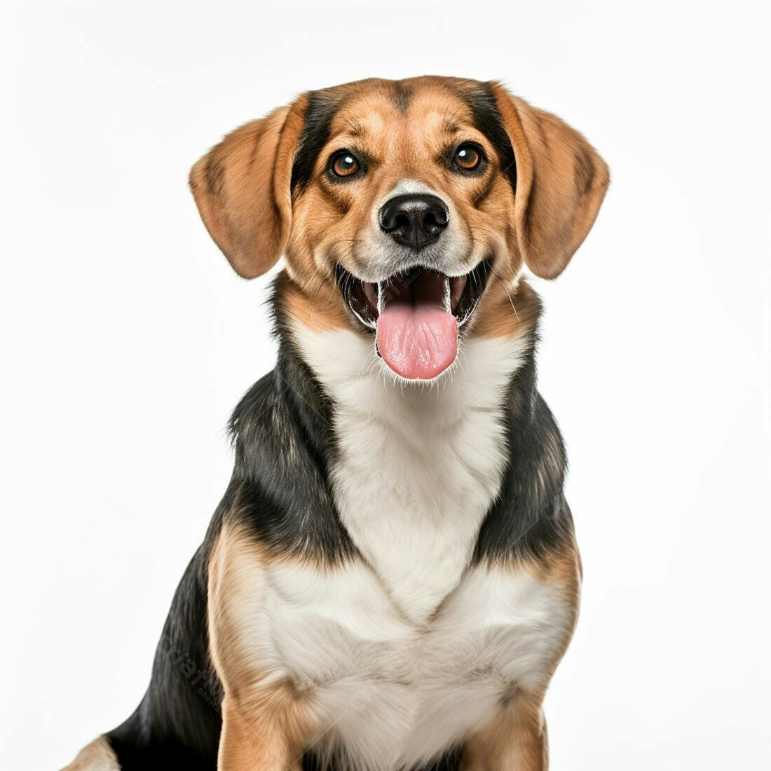 Cachorro Beagle feliz fundo branco