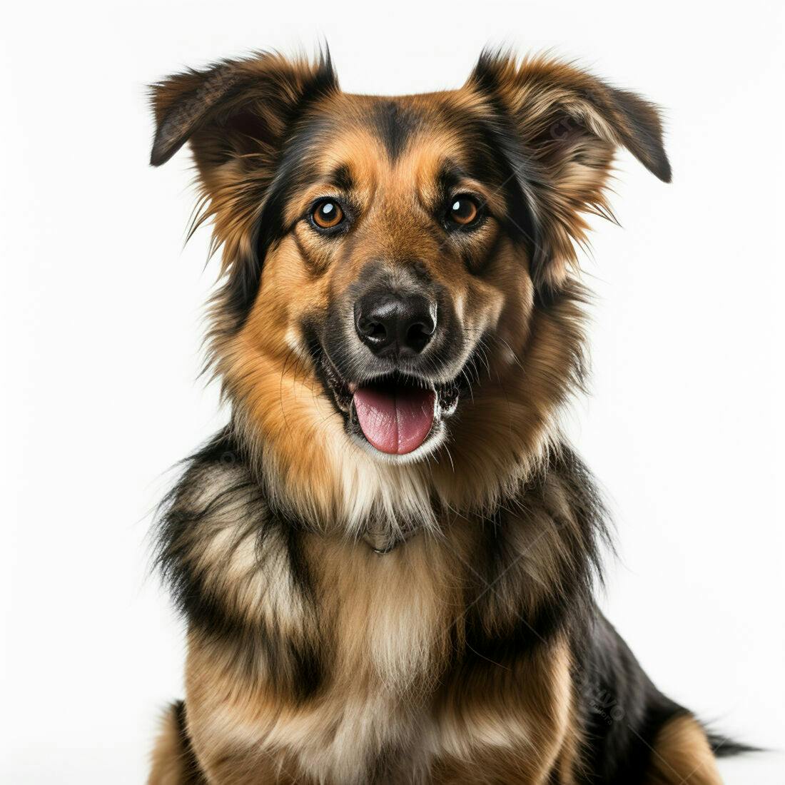 Cachorro feliz com pelos marrom e preto