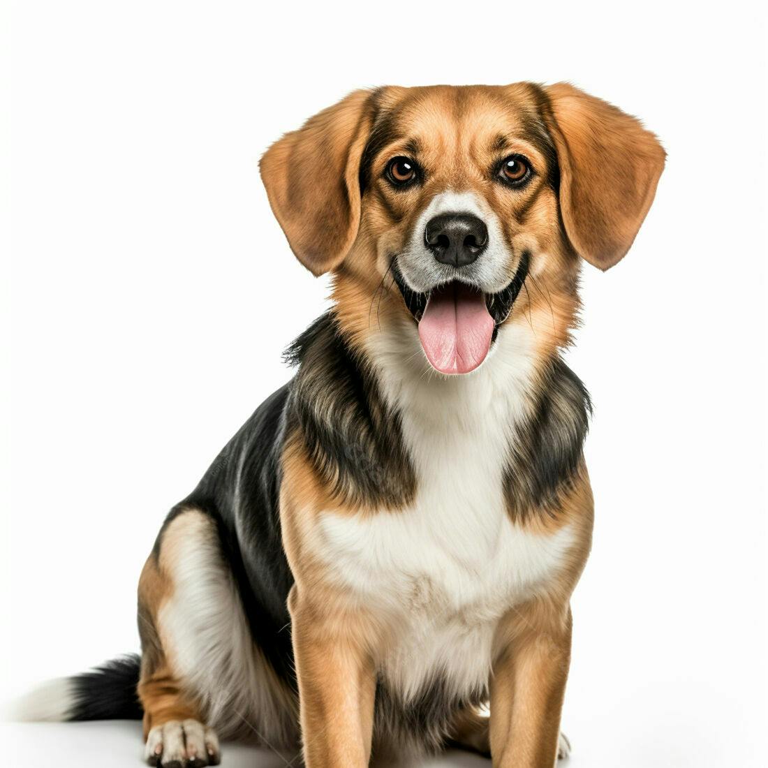 Cachorro Beagle feliz fundo branco