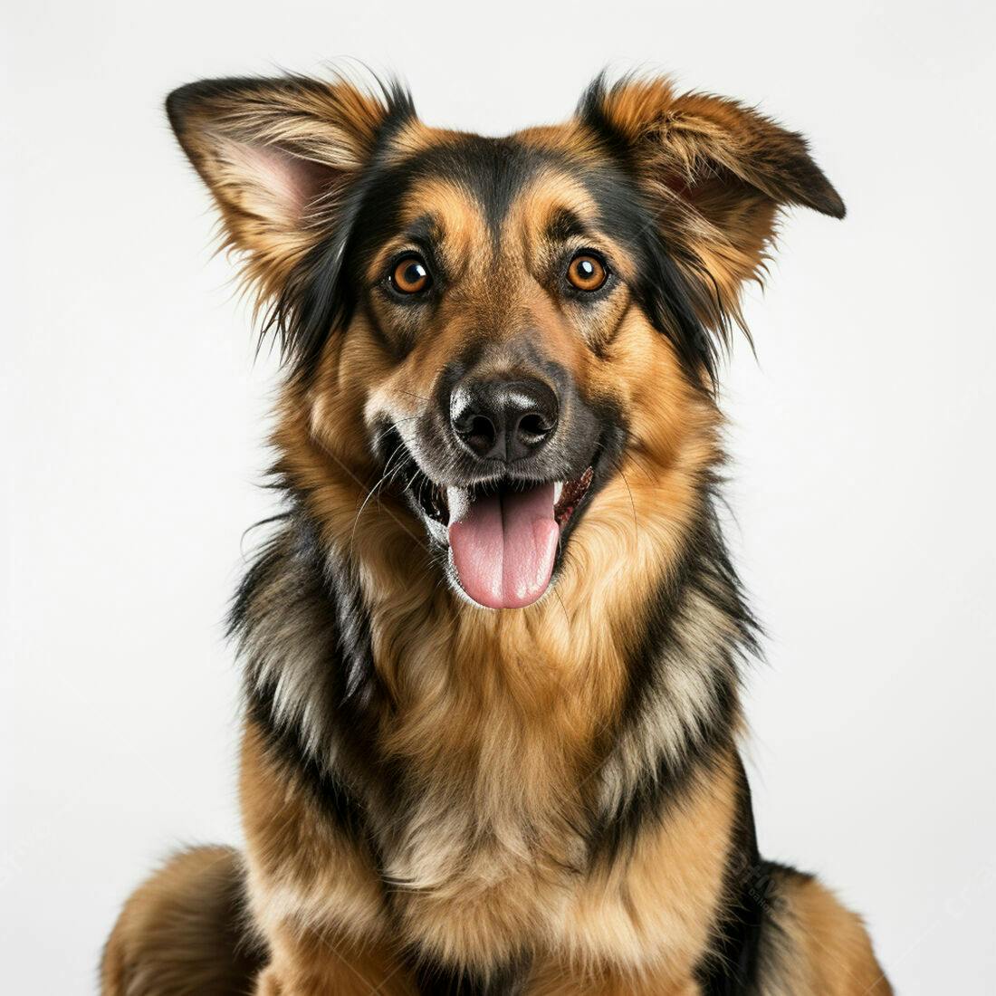 Cachorro feliz de pelagem marrom e preta