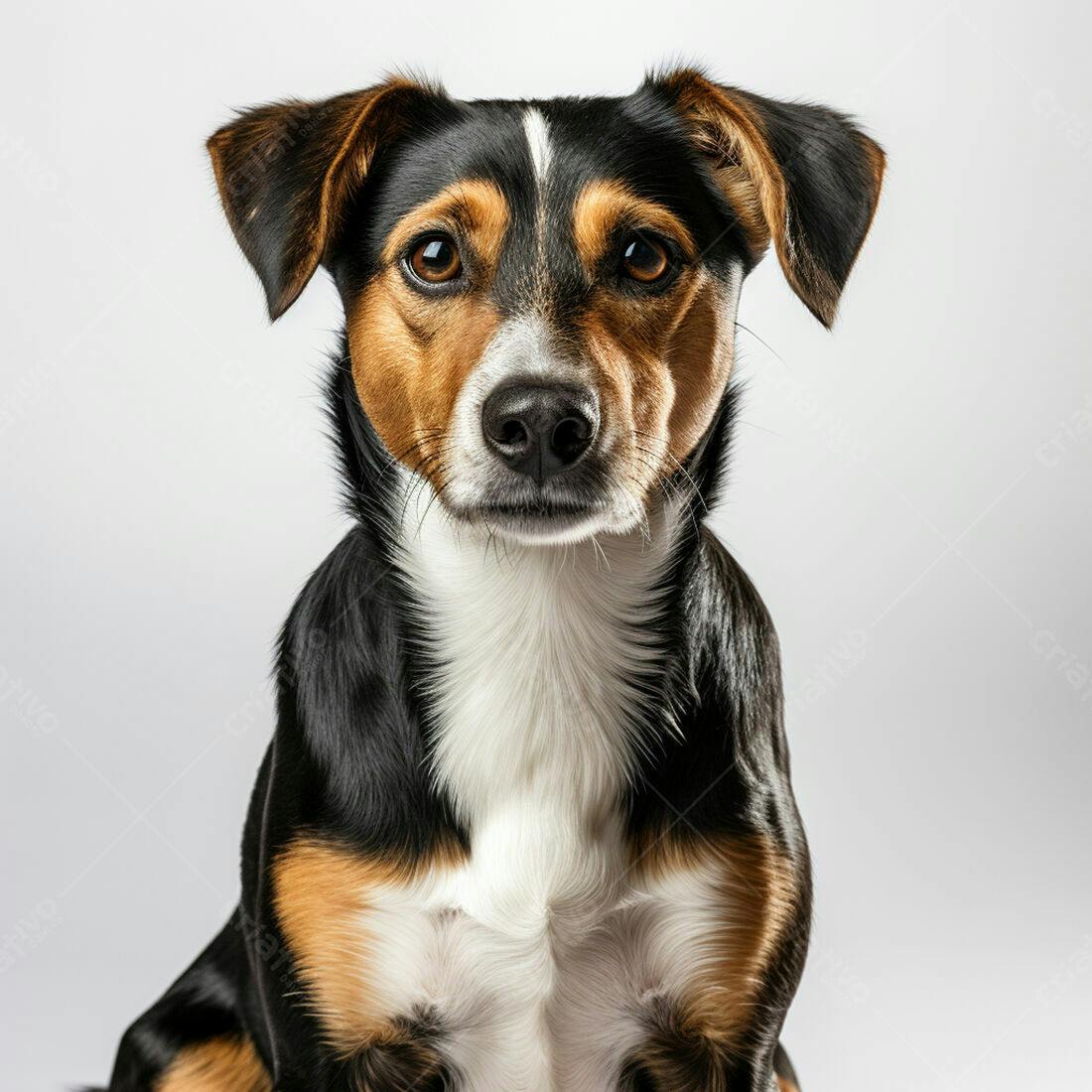 Cachorro Tricolor Olhando para a Câmera