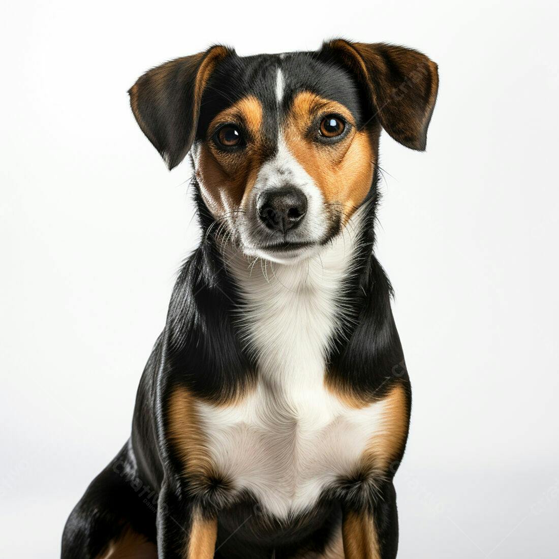 Cachorro Tricolor Olhando para a Câmera