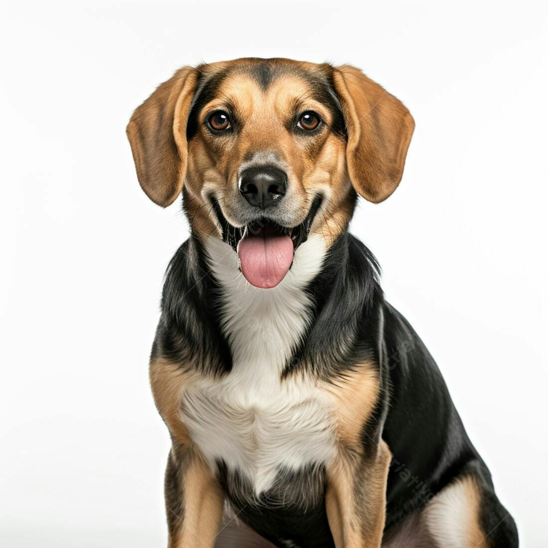 Cachorro Beagle sorridente fundo branco