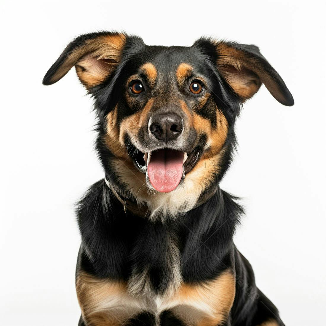 Cachorro feliz de pêlo preto e marrom