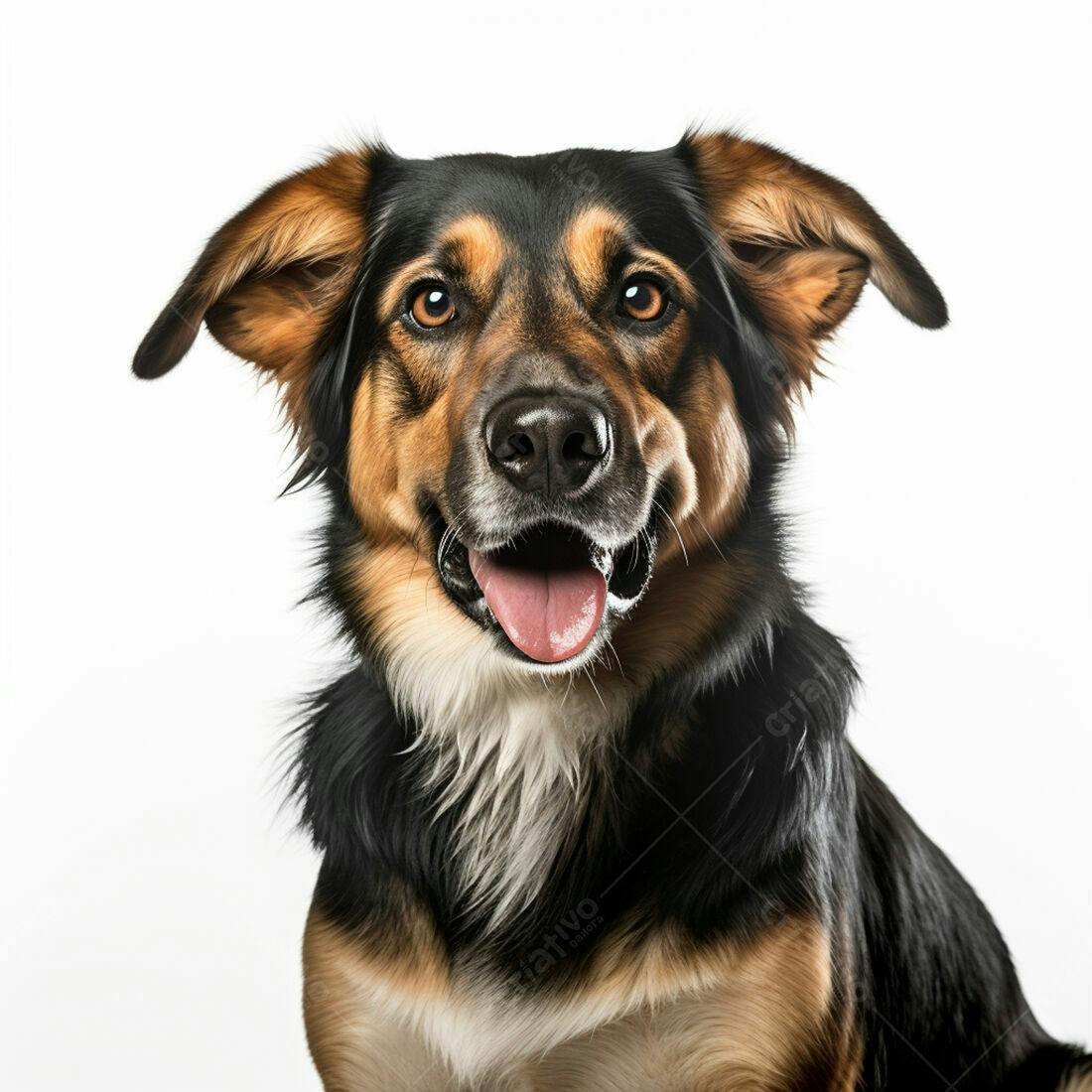 Cachorro feliz com focinho preto e marrom