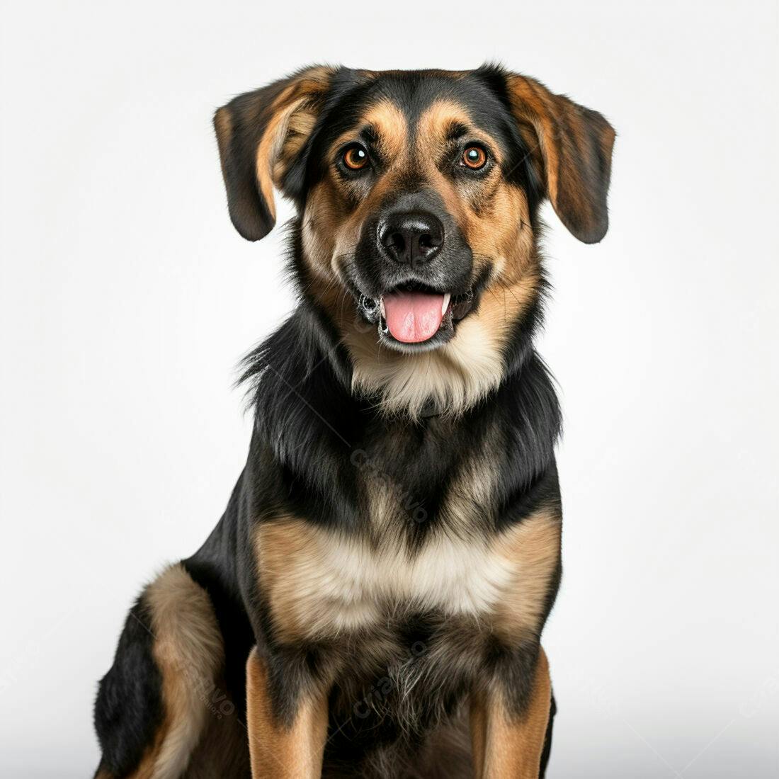 Cachorro feliz de pêlo preto e marrom