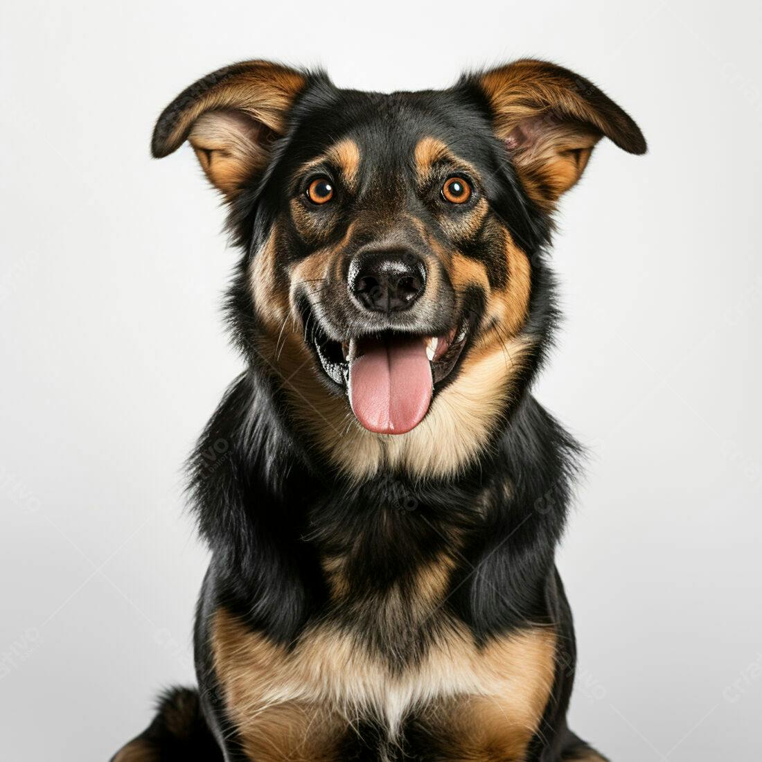 Cachorro feliz com focinho preto e marrom