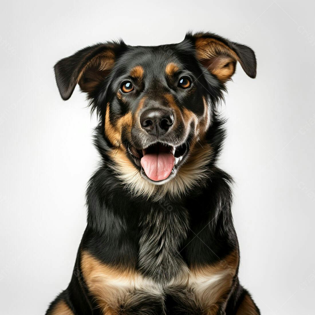 Cachorro Feliz com Pelagem Preta e Marrom