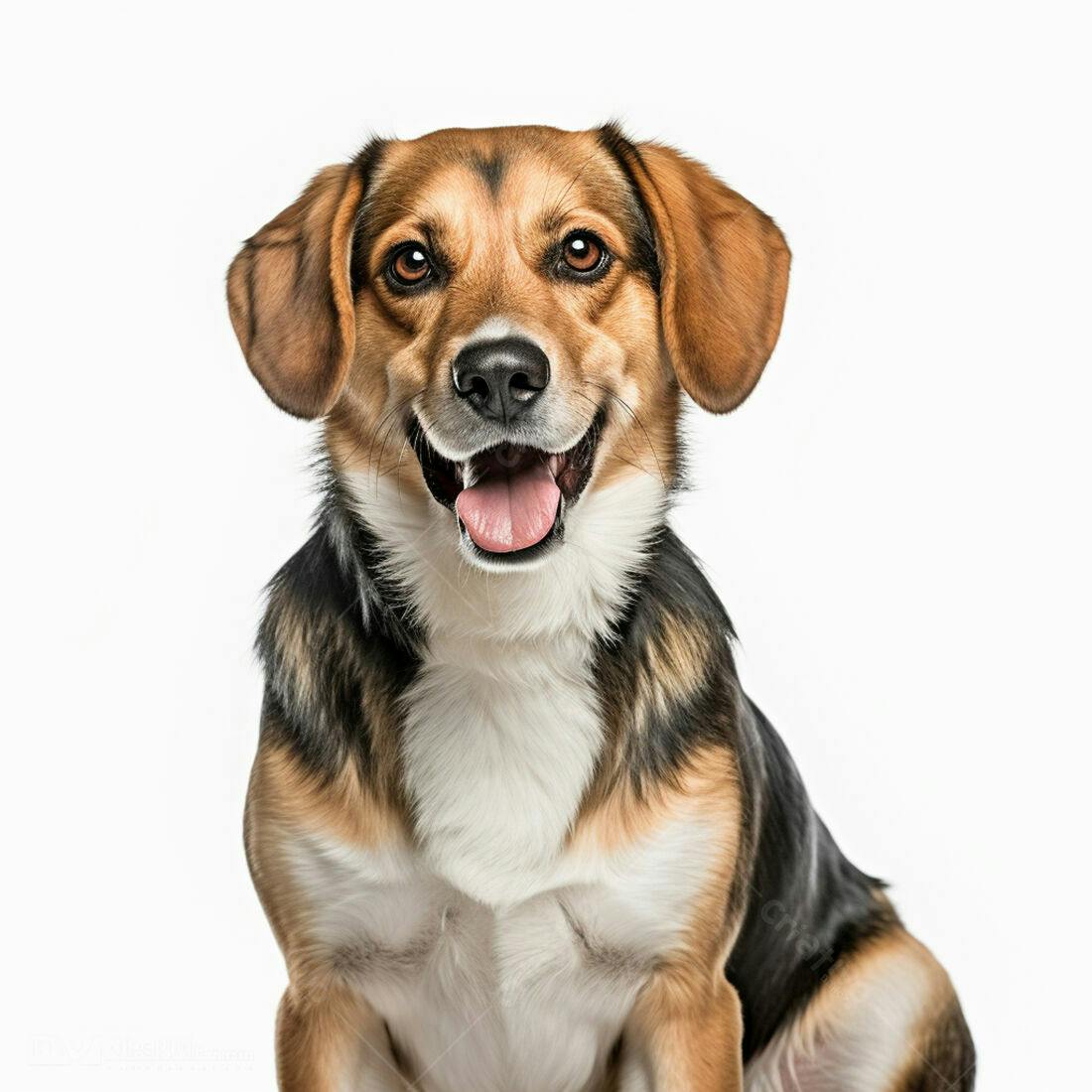 Cachorro feliz com fundo branco