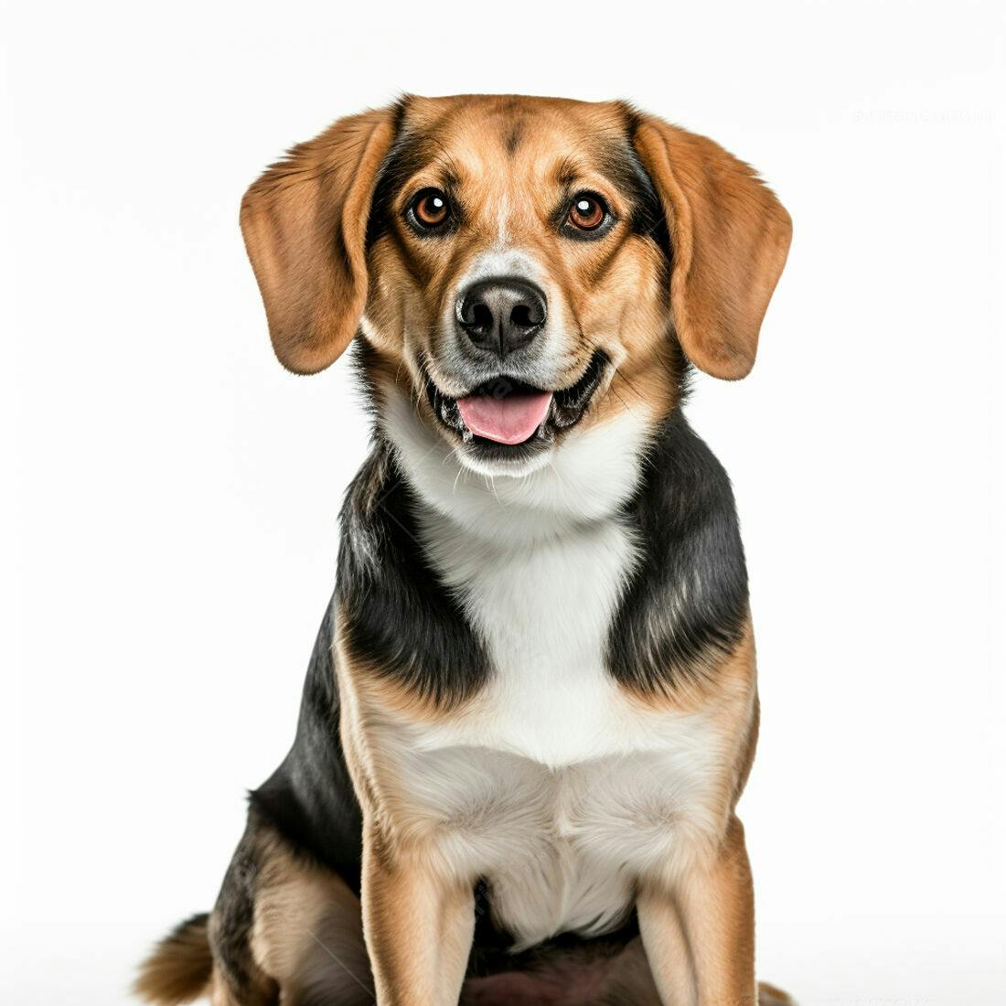 Cachorro Beagle feliz fundo branco