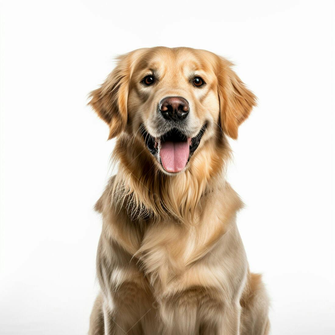 Golden Retriever feliz fundo branco