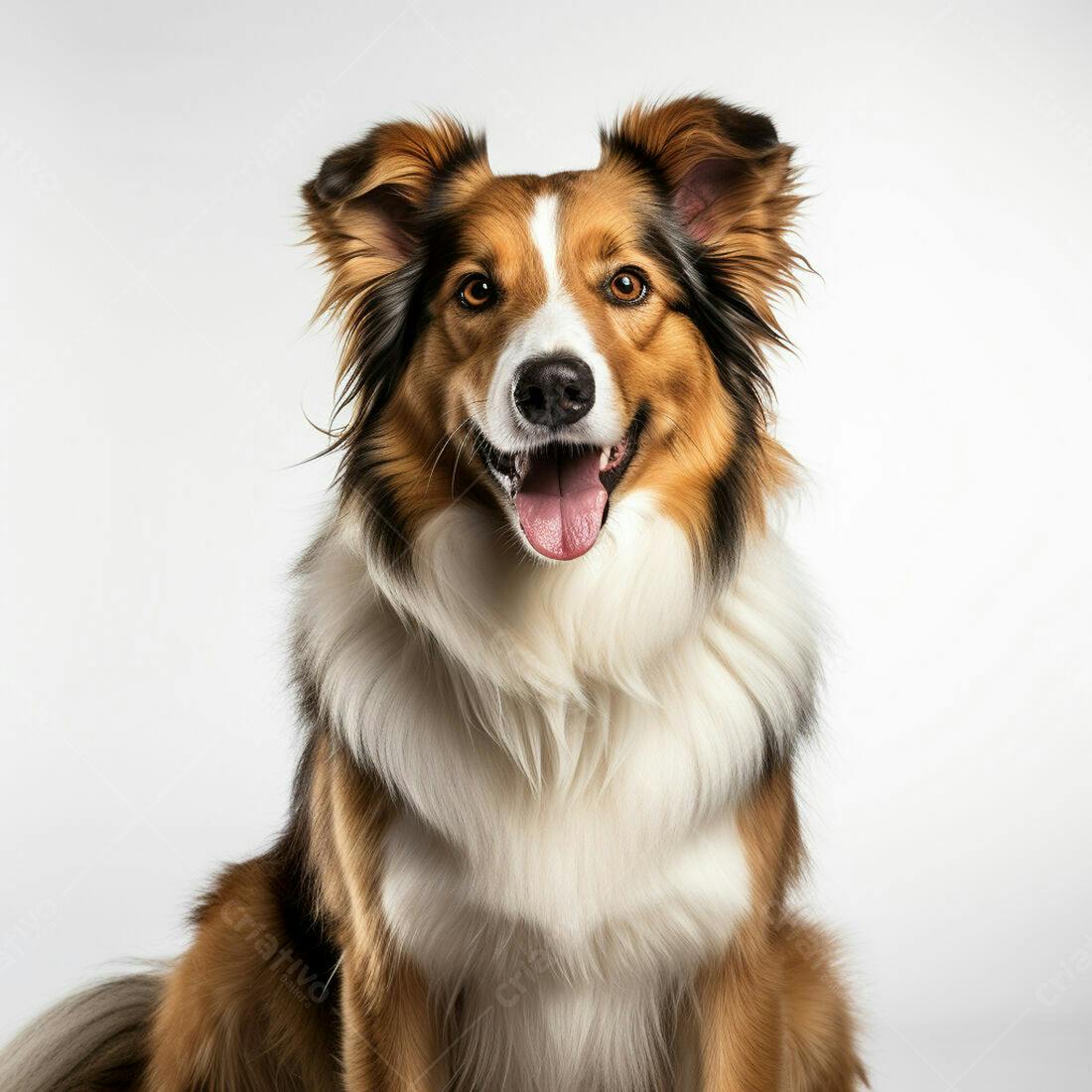 Cachorro Border Collie feliz fundo branco