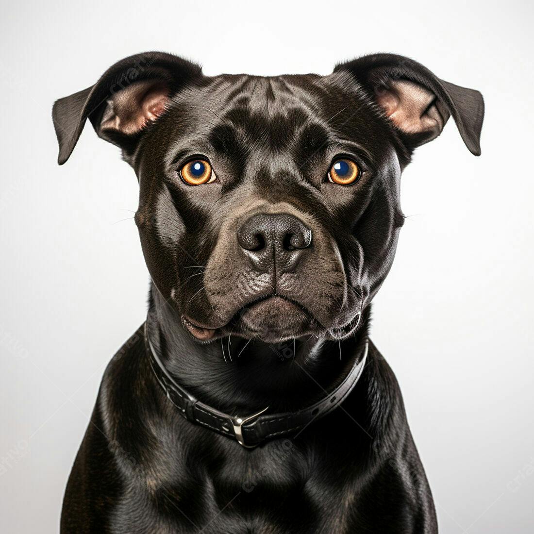 Cachorro Pitbull Preto Olhos Amarelos