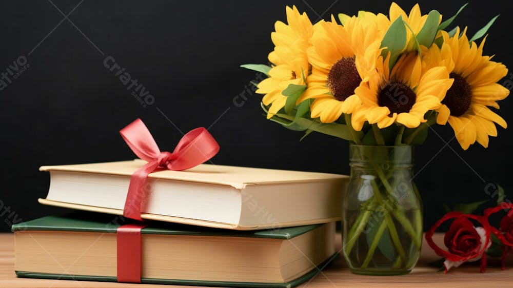 Imagem Grátis Livros Com Flores Sobre Mesa Professores Escola  Imagem Ia (14)
