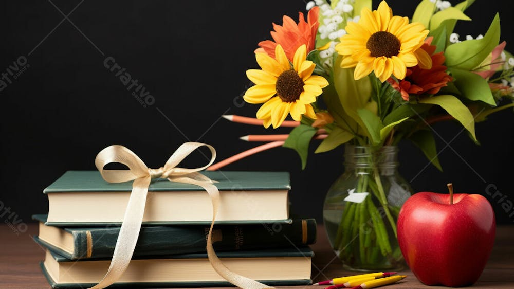 Imagem Grátis Livros Com Flores Sobre Mesa Professores Escola  Imagem Ia (21)