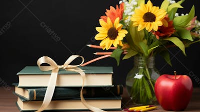 Imagem Grátis Livros Com Flores Sobre Mesa Professores Escola  Imagem Ia (21)
