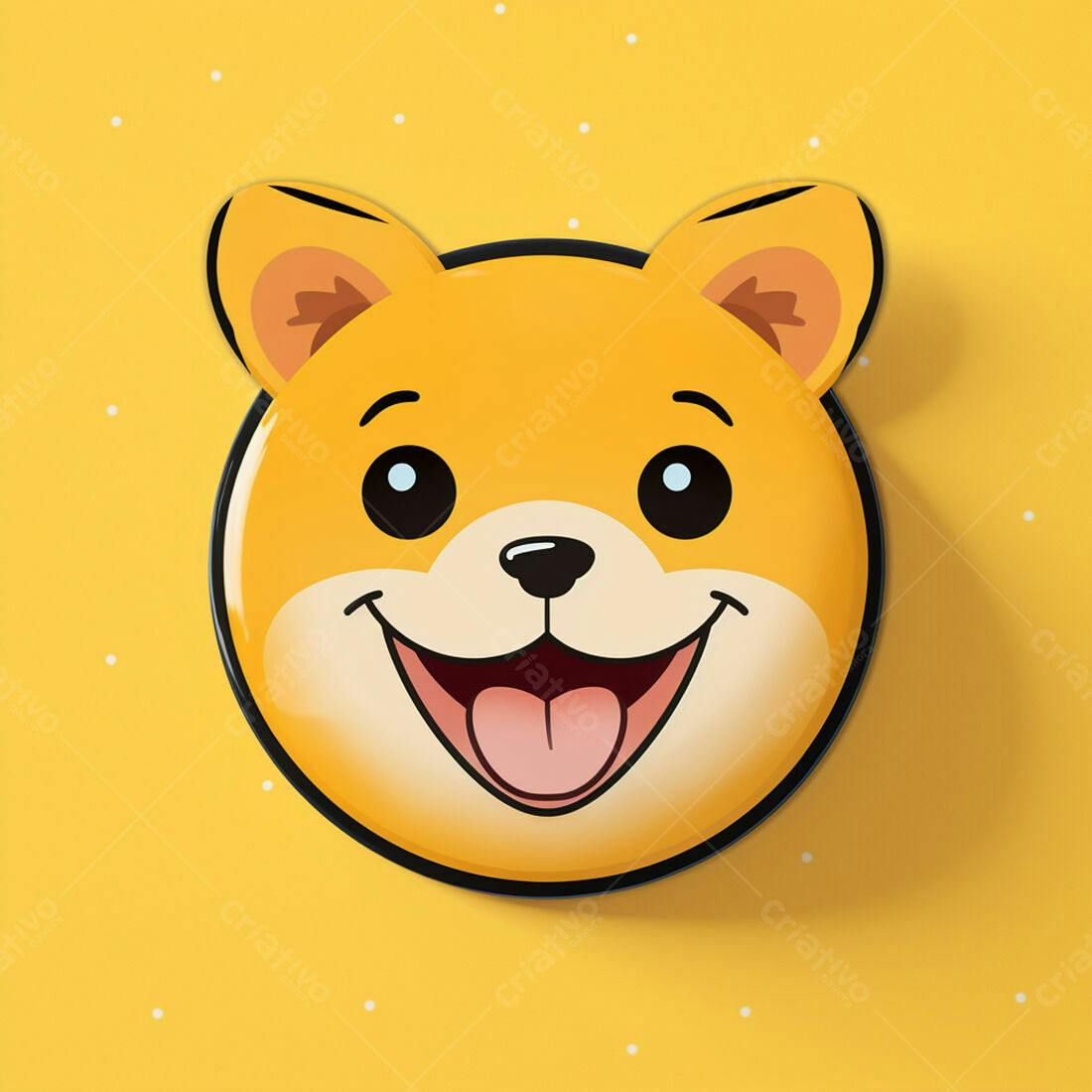 Cachorro feliz emoticon amarelo